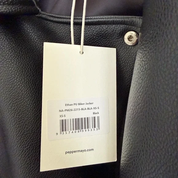 NWT Peppermayo Black Leather Biker Jacket Oversized - Picture 5 of 7